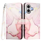 iPhone 17 Plånboksfodral Marble Pattern med Rem LS005