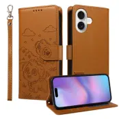 iPhone 17 Plånboksfodral RFID med handledsrem - Brun