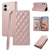 iPhone 17 Plånboksfodral RFID Rhombus Läder - Roséguld