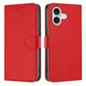 iPhone 17 Konstläder Plånboksfodral Solid Color - Röd