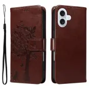 iPhone 17 Plånboksfodral Tree Pattern - Coffee