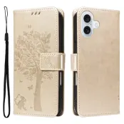iPhone 17 Plånboksfodral Tree Pattern - Guld