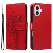 iPhone 17 Plånboksfodral Tree Pattern - Röd