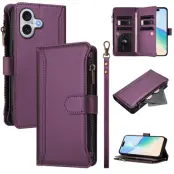 iPhone 17 Plånboksfodral Zipper Med Rem - Lila