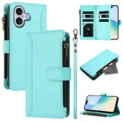 iPhone 17 Plånboksfodral Zipper Med Rem - Mintgrön