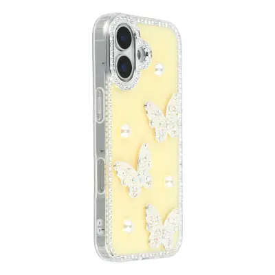 Mobilskal till iPhone 17 Rhinestone Edge Pearl Butterfly