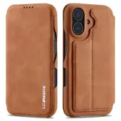 LC.IMEEKE iPhone 17 Mobilfodral Korthållare Läder Stativ - Brun