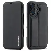 LC.IMEEKE iPhone 17 Mobilfodral Korthållare Läder Stativ - Svart