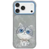 Nimmy iPhone 17 Mobilskal Big Eyed Pet 2.0 Cat - Grå