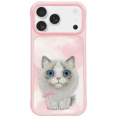 Nimmy iPhone 17 Mobilskal Big Eyed Pet 2.0 Cat - Rosa