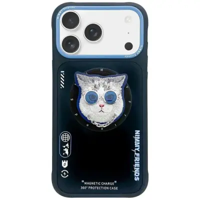 Nimmy Mobilskal till iPhone 17 MagSafe Glasses Cool Cat - Svart/Blå