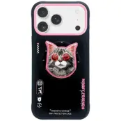Nimmy iPhone 17 Mobilskal MagSafe Glasses Cool Cat - Svart/Rosa