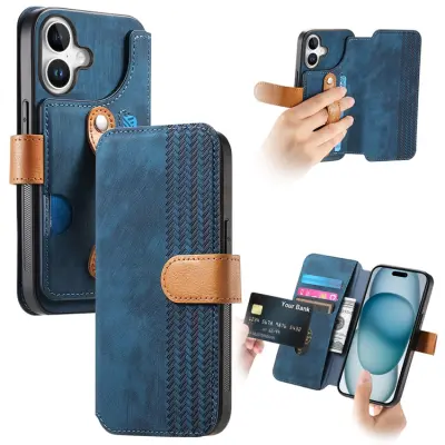 Plånboksfodral För iPhone 17 Armband Kickstand - Blå