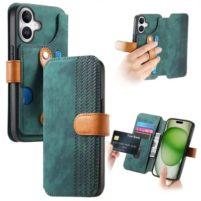 Plånboksfodral För iPhone 17 Armband Kickstand - Grön