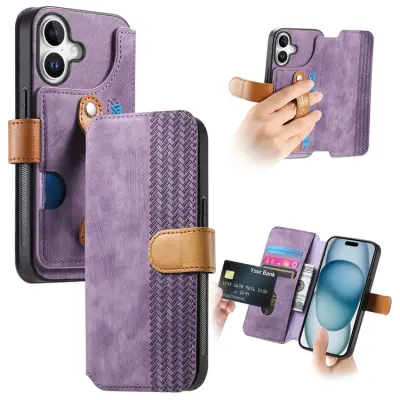 Plånboksfodral För iPhone 17 Armband Kickstand - Lila
