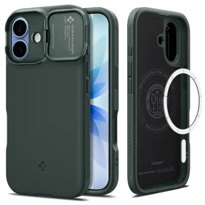 Spigen Mobilskal till iPhone 17 MagSafe Optik Armor - Abyss Grön