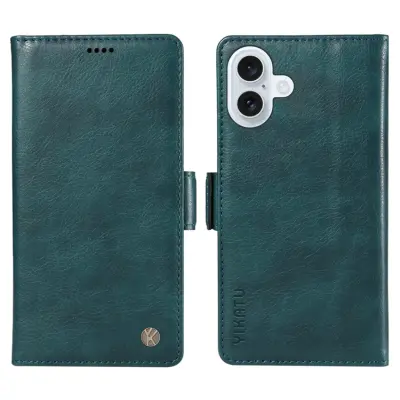 YIKATU iPhone 17 Konstläder Plånboksfodral Litchi Texture - Blå