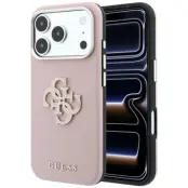 Guess Mobilskal För iPhone 18 Pro Max/17 Pro Max Grained&Big Resin Logo - Rosa