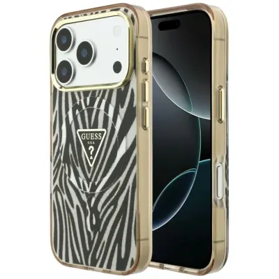 Guess Mobilskal För iPhone 18 Pro/17 Pro Magsafe IML Zebra Glitter