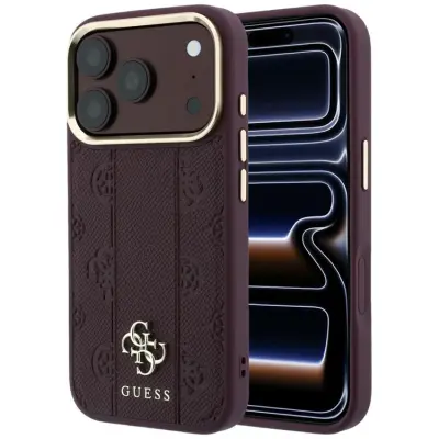 Guess Mobilskal För iPhone 18 Pro/17 Pro Magsafe Stripe Peony 4G Logo