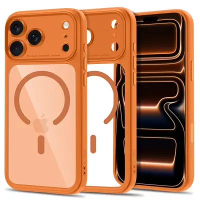Tech-Protect Mobilskal För iPhone 18 Pro Magsafe Magpeak - Cosmic Orange/Clear