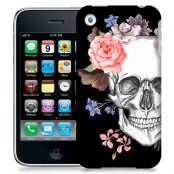 Skal till Apple iPhone 3GS - Blommig dödskalle - Svart