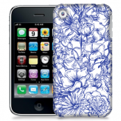 Skal till Apple iPhone 3GS - Blommor - Blå/Vit