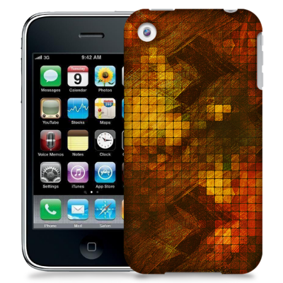 Skal till Apple iPhone 3GS - Borstat rutor - Röd