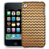 Skal till Apple iPhone 3GS - Canvas Ränder - Guld/Brun