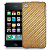 Skal till Apple iPhone 3GS - Canvas Ränder - Guld/Brun