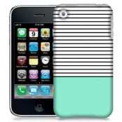 Skal till Apple iPhone 3GS - Ränder - Mint/Svart