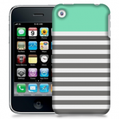 Skal till Apple iPhone 3GS - Ränder - Mint/Vit