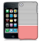 Skal till Apple iPhone 3GS - Ränder - Rosa/Svart