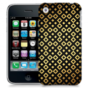 Skal till Apple iPhone 3GS - Rutmönster - Svart/Guld