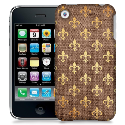 Skal till Apple iPhone 3GS - Canvas Blommor - Guld/Brun
