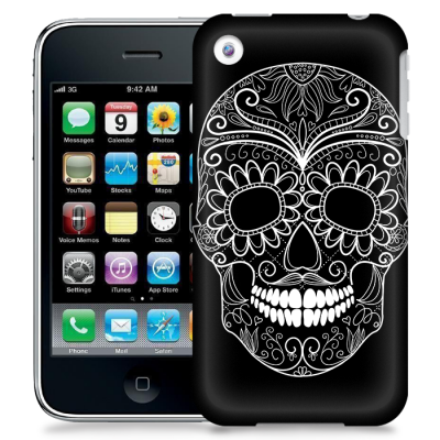 Skal till Apple iPhone 3GS - Glad dödskalle - Svart