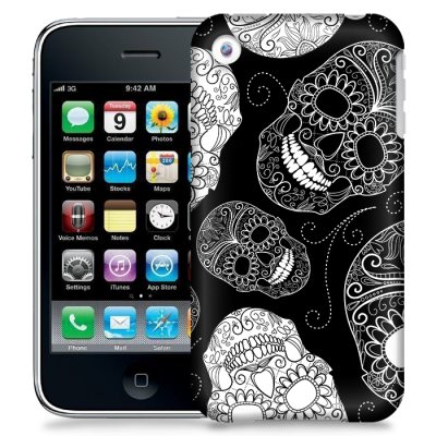 Skal till Apple iPhone 3GS - Glada dödskallar - Svart