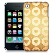 Skal till Apple iPhone 3GS - Retro hjärtan - Guld