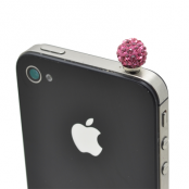 Bling mobilsmycke till 3,5 mm ljuduttag (Magenta)