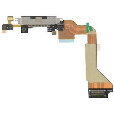 Dockningsport med flexkabel och mikrofon (iPhone 4) - Vit