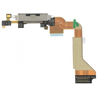 Dockningsport med flexkabel och mikrofon (iPhone 4) - Svart