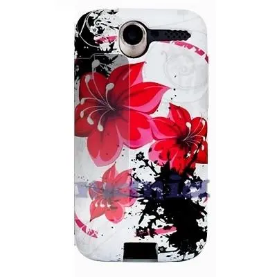 FlexiCase Skal till Apple iPhone 4 (RedScarlet Flower)