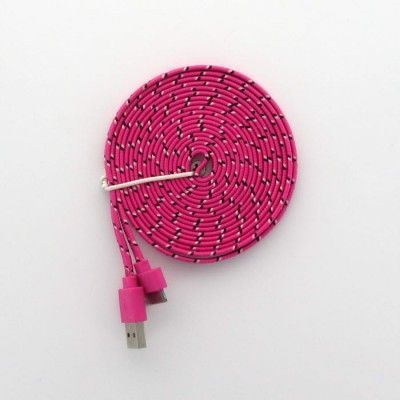 3 Meters trasselfri USB kabel till iPhone 4/4s (Magenta)