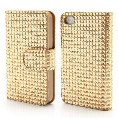 Bling Bling Plånboksväska till Apple iPhone 4S/4 - Guldfärgad