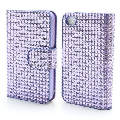 Bling Bling Plånboksväska till Apple iPhone 4S/4 - Lila