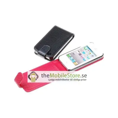 Carbon Fiber mobilväska till Apple iPhone 4S / 4 (Ljus Rosa)