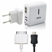 DEXIM 2 in 1 travel power kit iPod/iPhone 4G/ 3Gs/3G /4G iPad/HTc