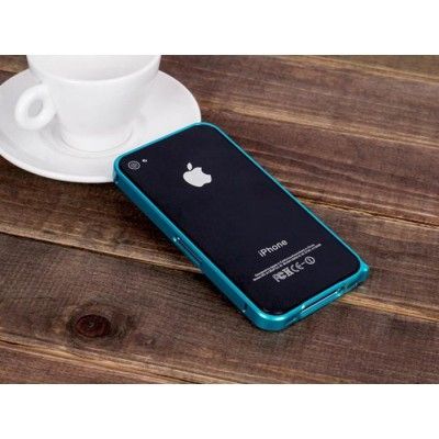 LOVE MEI 0,7mm Thin Aluminum Metal Bumper till Apple iPhone 4S/4 (Ljus Blå)