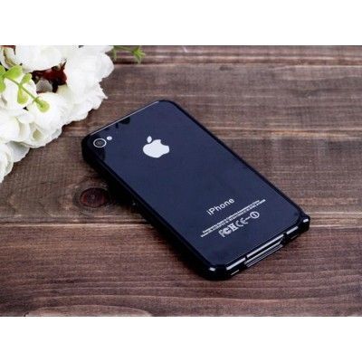 LOVE MEI 0,7mm Thin Aluminum Metal Bumper till Apple iPhone 4S/4 (Svart)