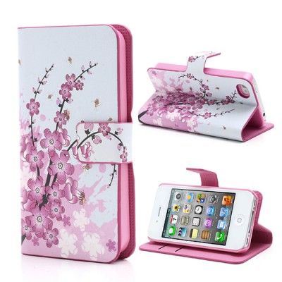 Printed Plånboksfodral till iphone 4/4S - Körsbärsträd